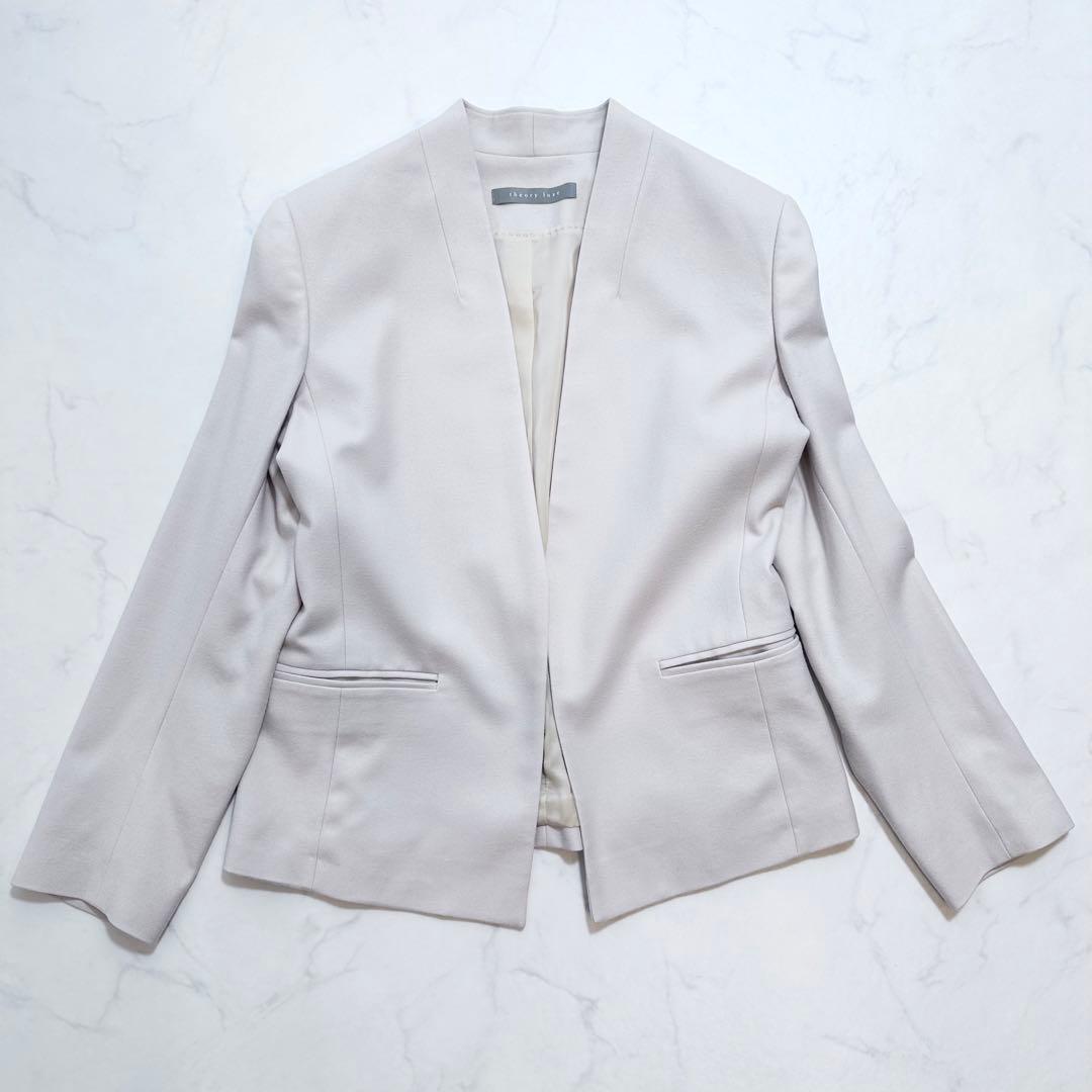 セオリーリュクス パンツスーツ SAXONY ノーカラー ストレッチ 42 40