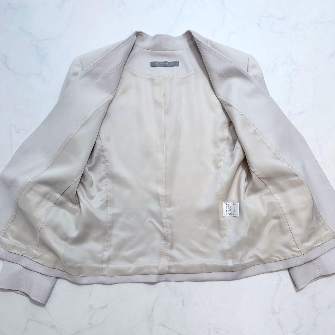 セオリーリュクス パンツスーツ SAXONY ノーカラー ストレッチ 42 40