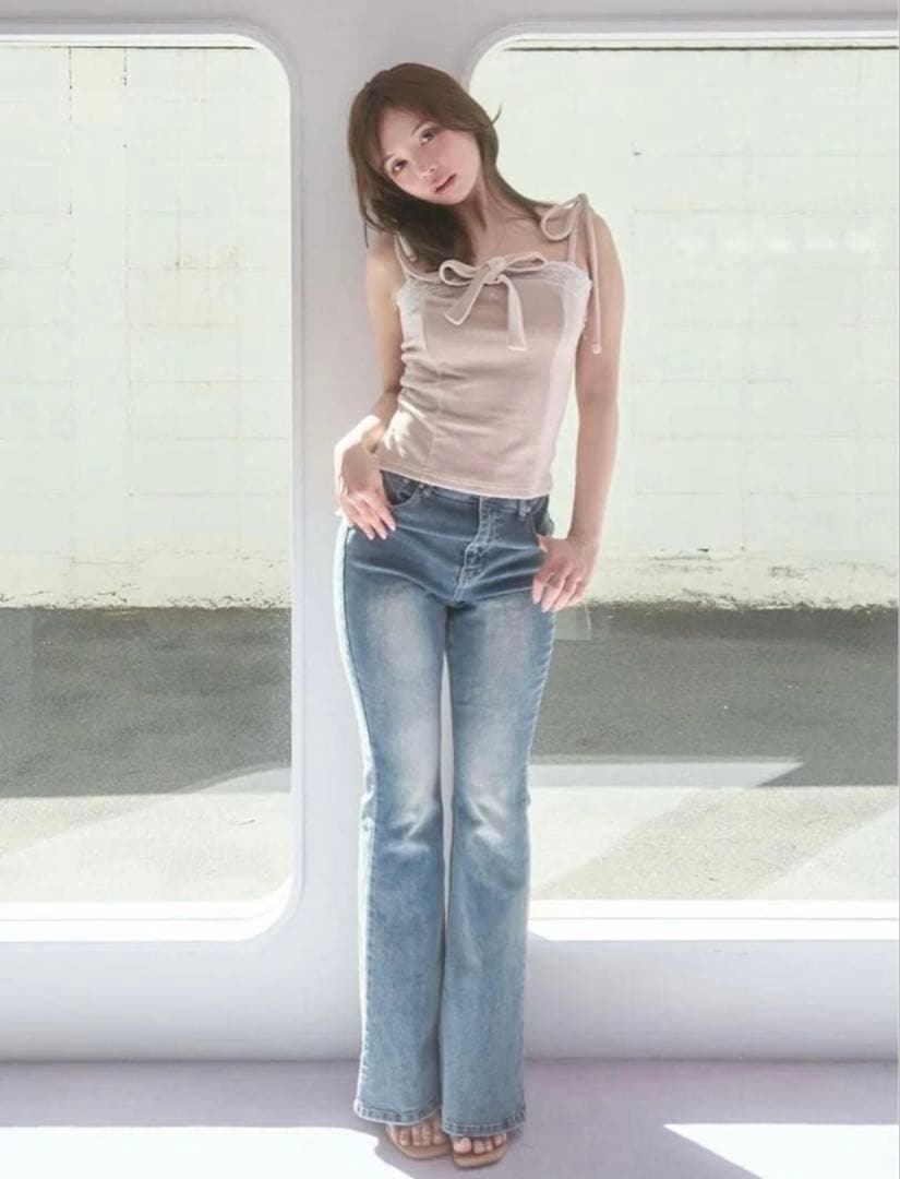 パンツ andmary Lacey ribbon denim S