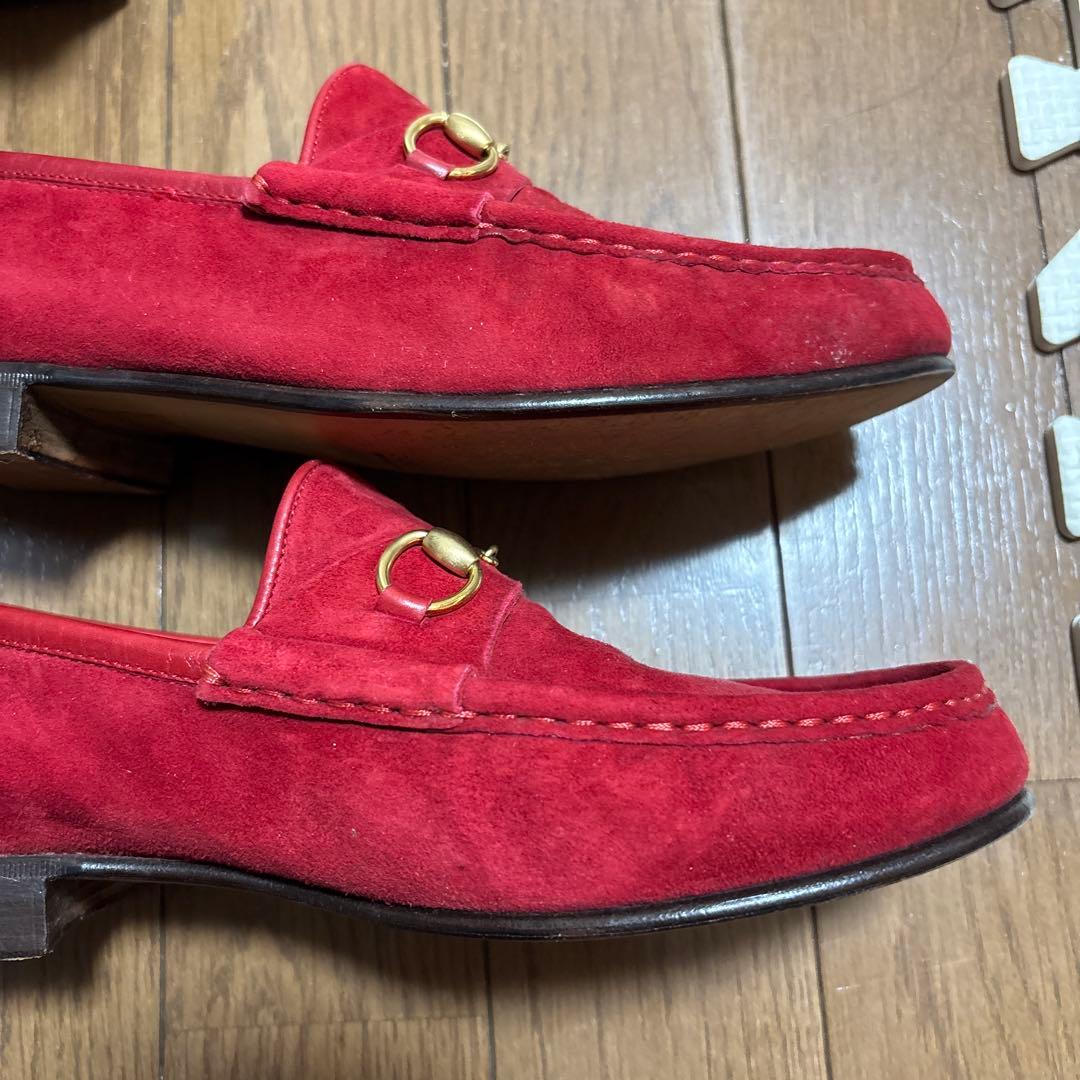 グッチ　GUCCI ローファー　赤　スウェード　38.5C 24.5センチ
