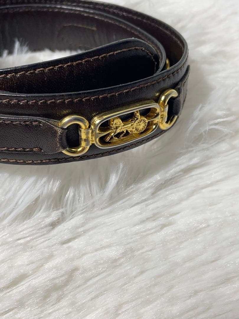 CELINE セリーヌ 本革 レザーベルト ダークブラウン イタリア製