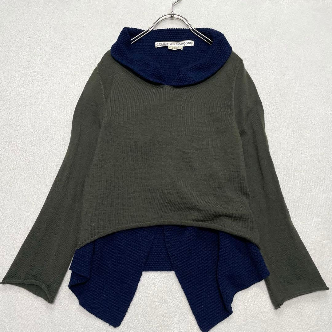 コムデギャルソン ベストレイヤードニット 丸襟 メッシュ XS ドッキング
