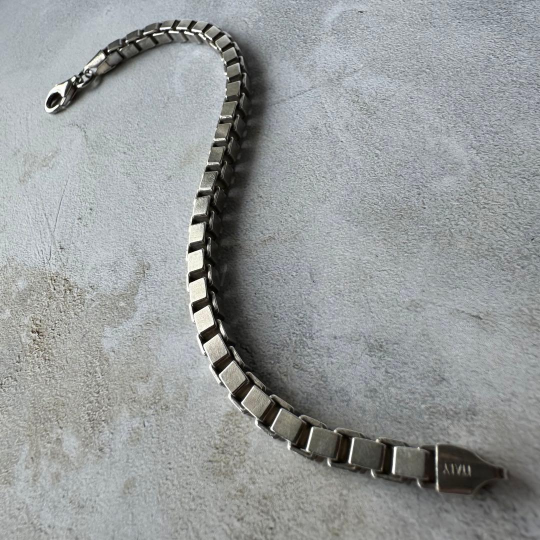 ヴィンテージ ボックスリンクブレスレット シルバー925 イタリア製