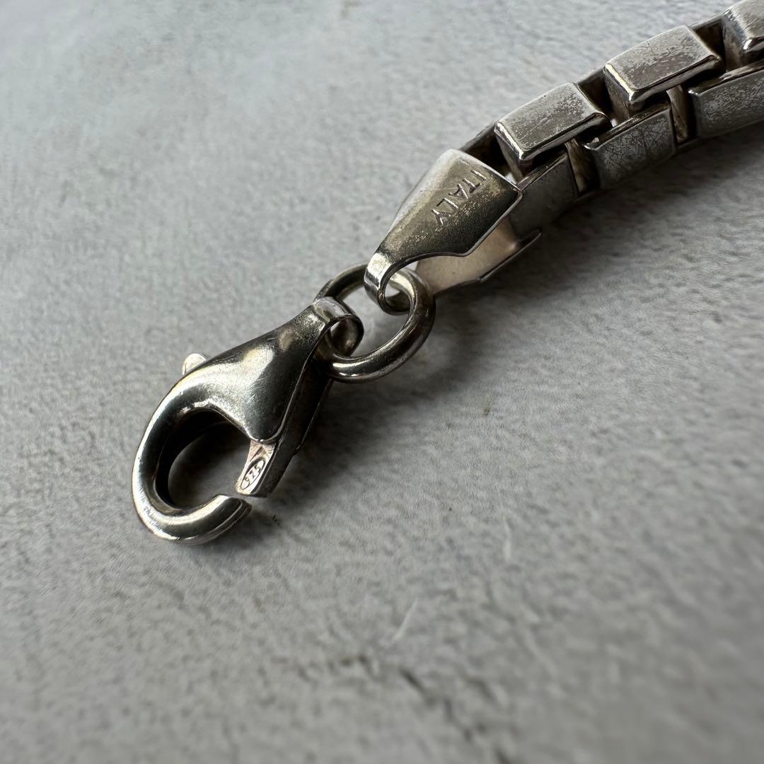 ヴィンテージ ボックスリンクブレスレット シルバー925 イタリア製