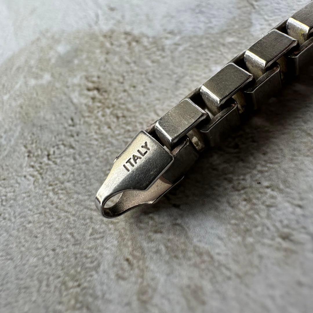 ヴィンテージ ボックスリンクブレスレット シルバー925 イタリア製