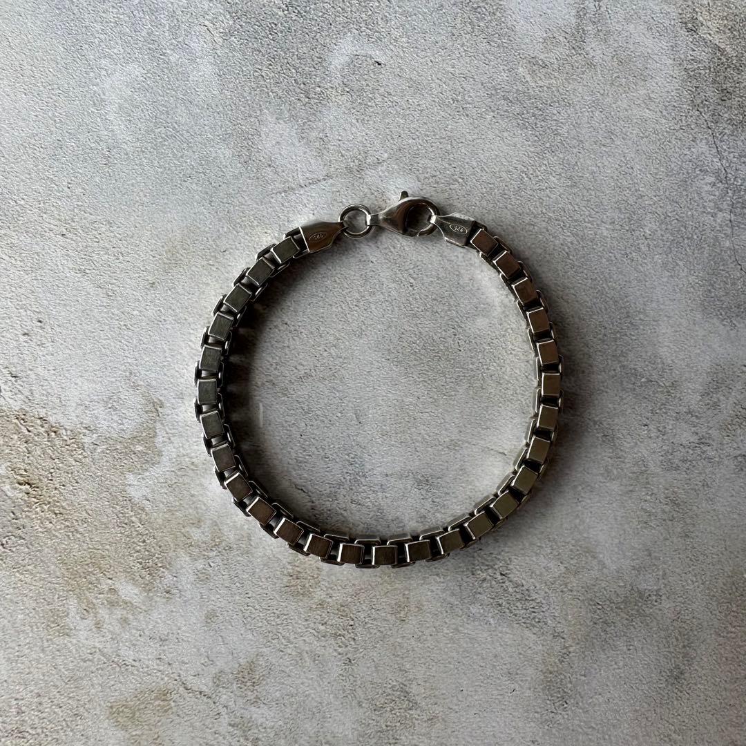 ヴィンテージ ボックスリンクブレスレット シルバー925 イタリア製