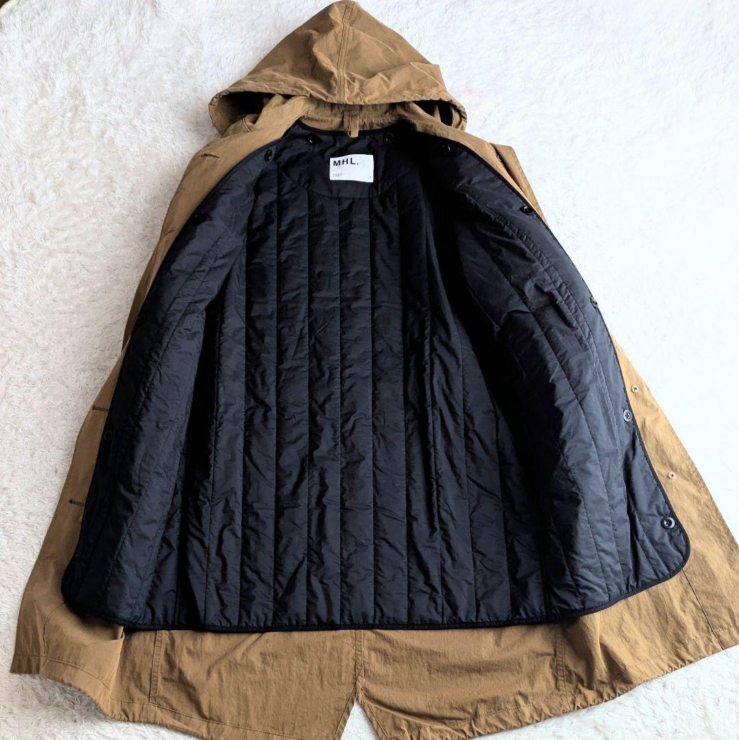 MHL. 中綿ライナー フード付き 2way モッズコート アウター 茶 S