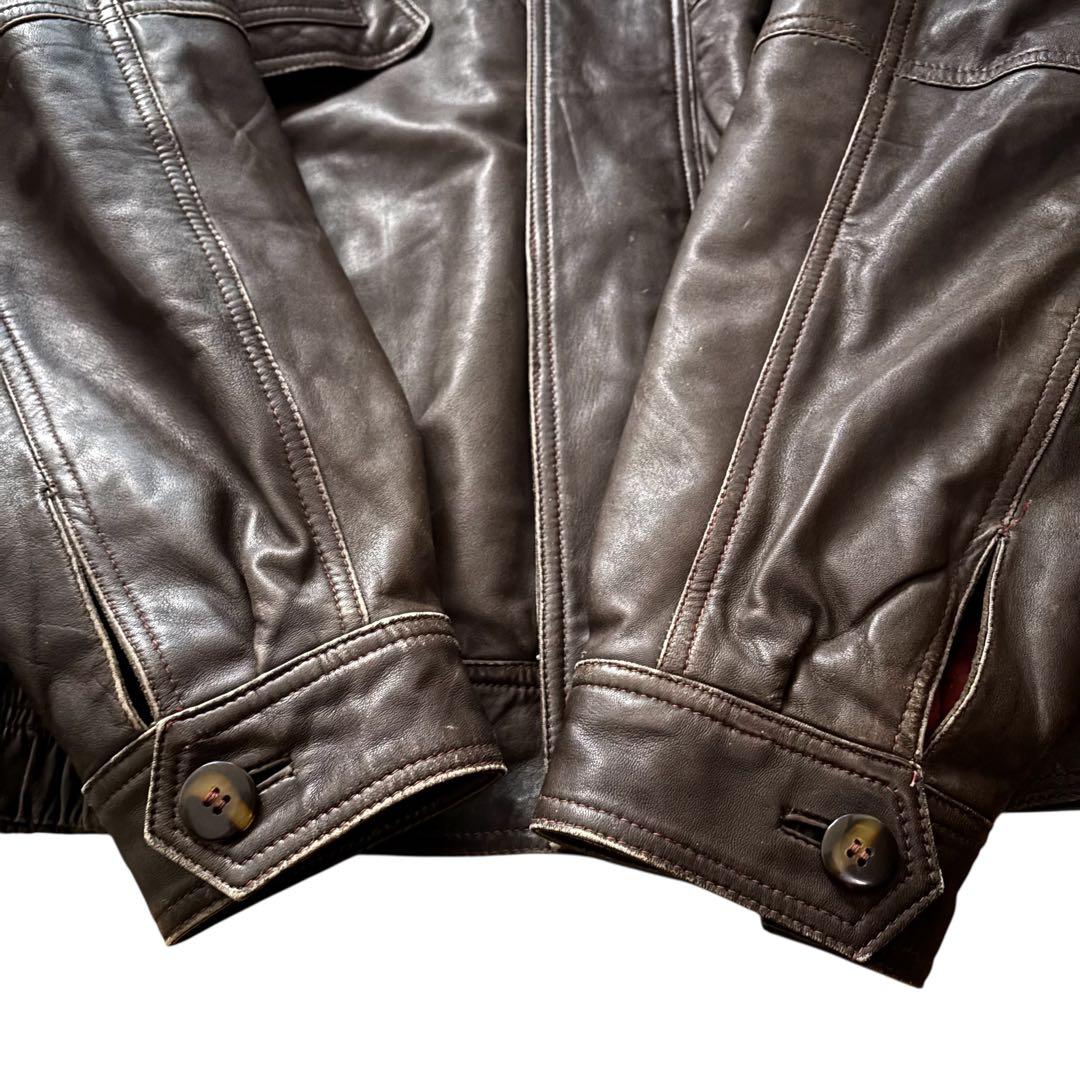 90s vintage Leather flight jacket LL 茶