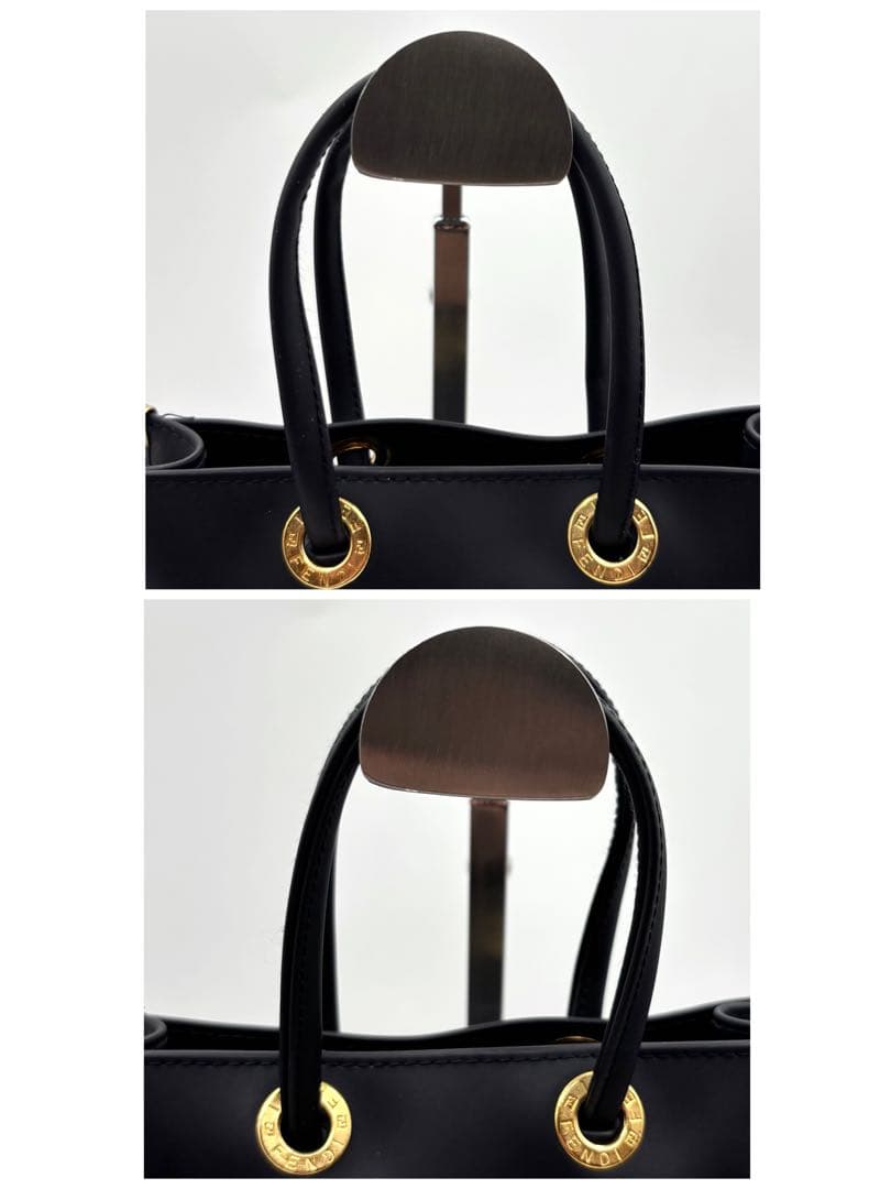 【美品】フェンディ ハンドバッグ ラバー ゴールド金具 ブラック