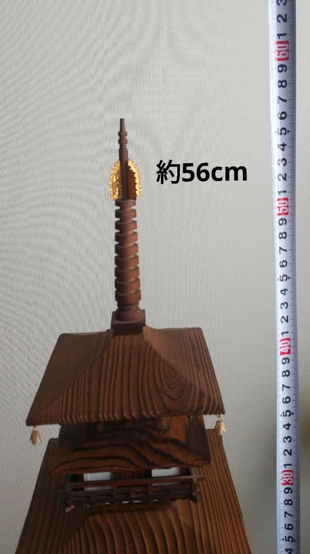 ヴィンテージ　木製　三重塔　高さ約56cm