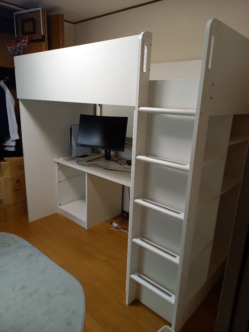イケヤ ホワイト ロフトベッド・デスク一体型 説明書付き