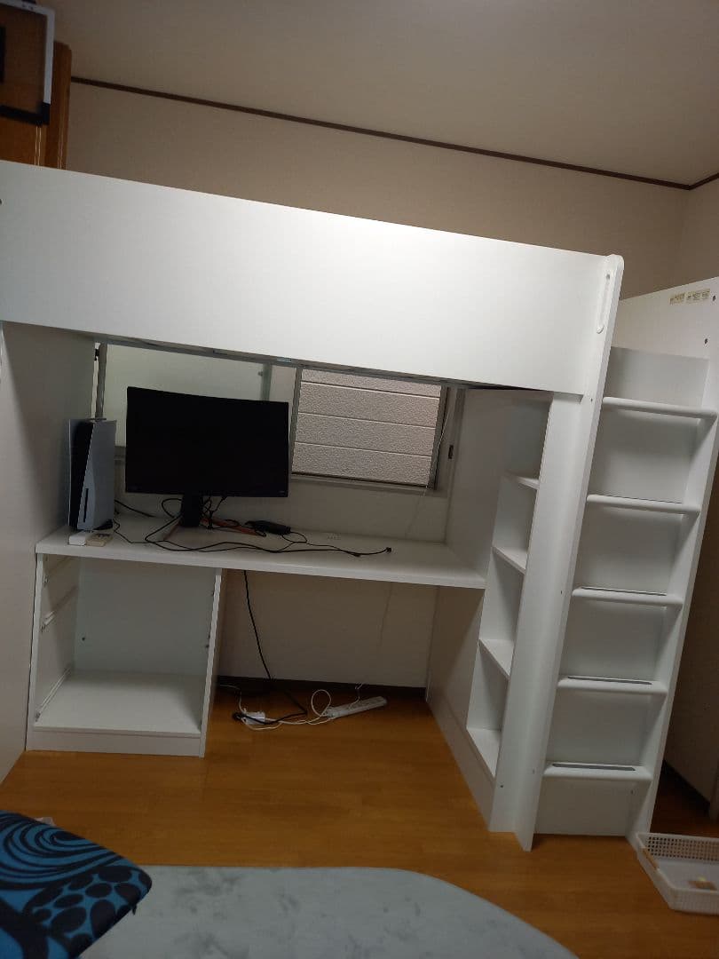 イケヤ ホワイト ロフトベッド・デスク一体型 説明書付き
