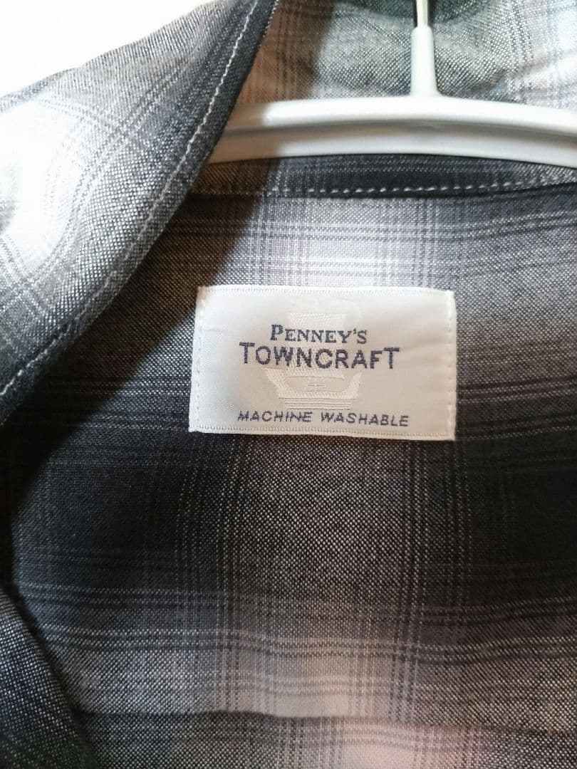 ペニーズ タウンクラフト レーヨンオンブレオープンカラーシャツ 白黒