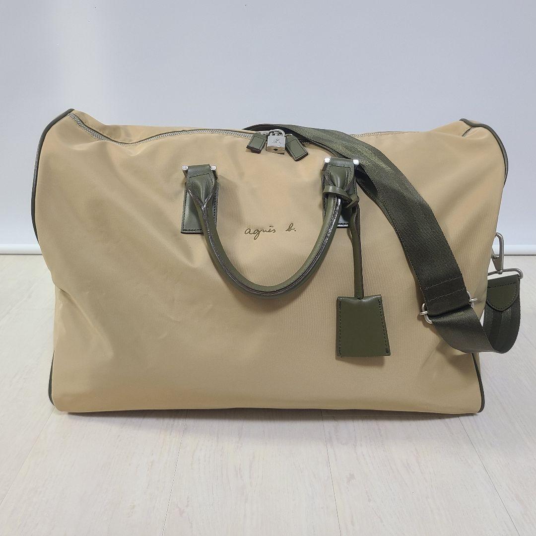 【希少】 アニエスベー ボストンバッグ 2way ベージュ　ナイロン　レザー