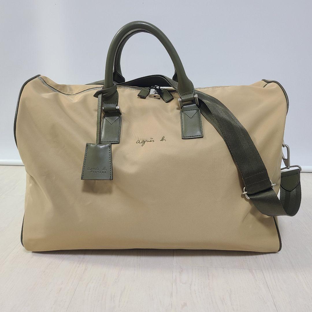 【希少】 アニエスベー ボストンバッグ 2way ベージュ　ナイロン　レザー