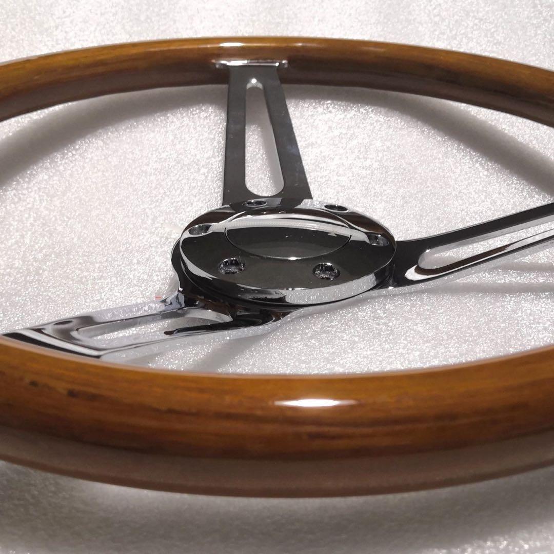 ウッド スポーク ステアリング 本体14インチ350mm 金属3スポーク新品