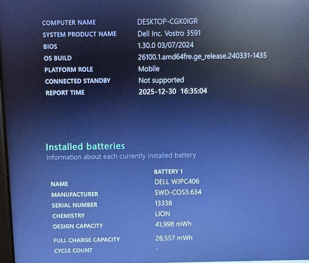 DELL Vostro 3591 i3-1005G1 ジャンク