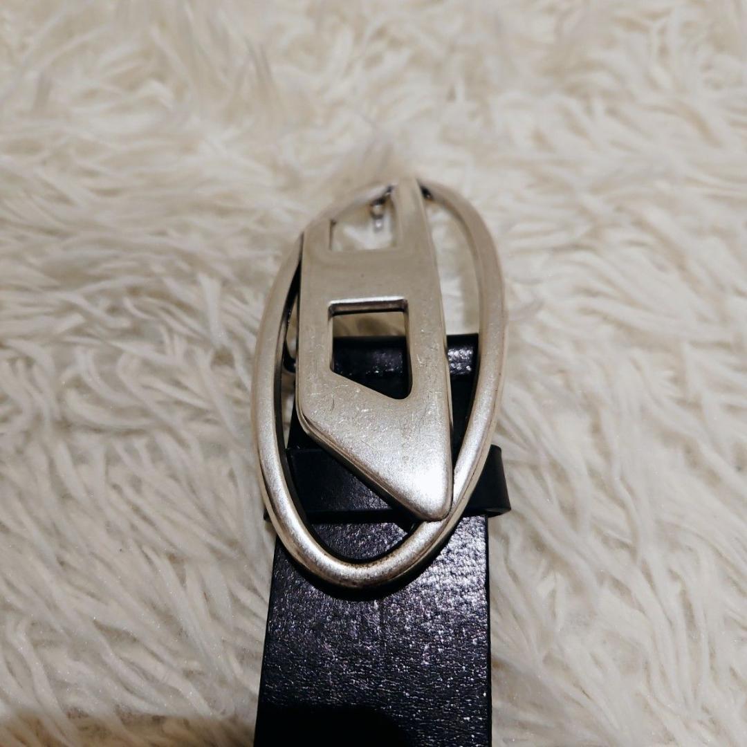 DIESEL カウレザーベルト 本革 ベルト 75/80デカロゴ 黒 30