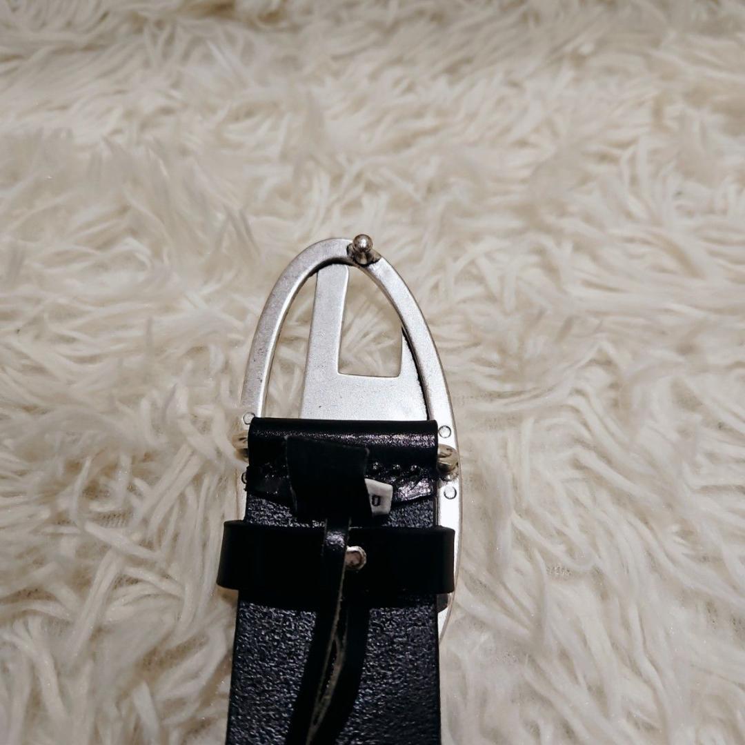 DIESEL カウレザーベルト 本革 ベルト 75/80デカロゴ 黒 30