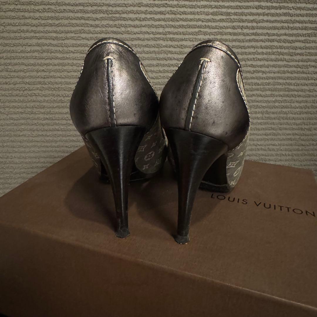 ルイヴィトン　LV　モノグラム　ミニ　キャンバス　パンプス　シルバー　35