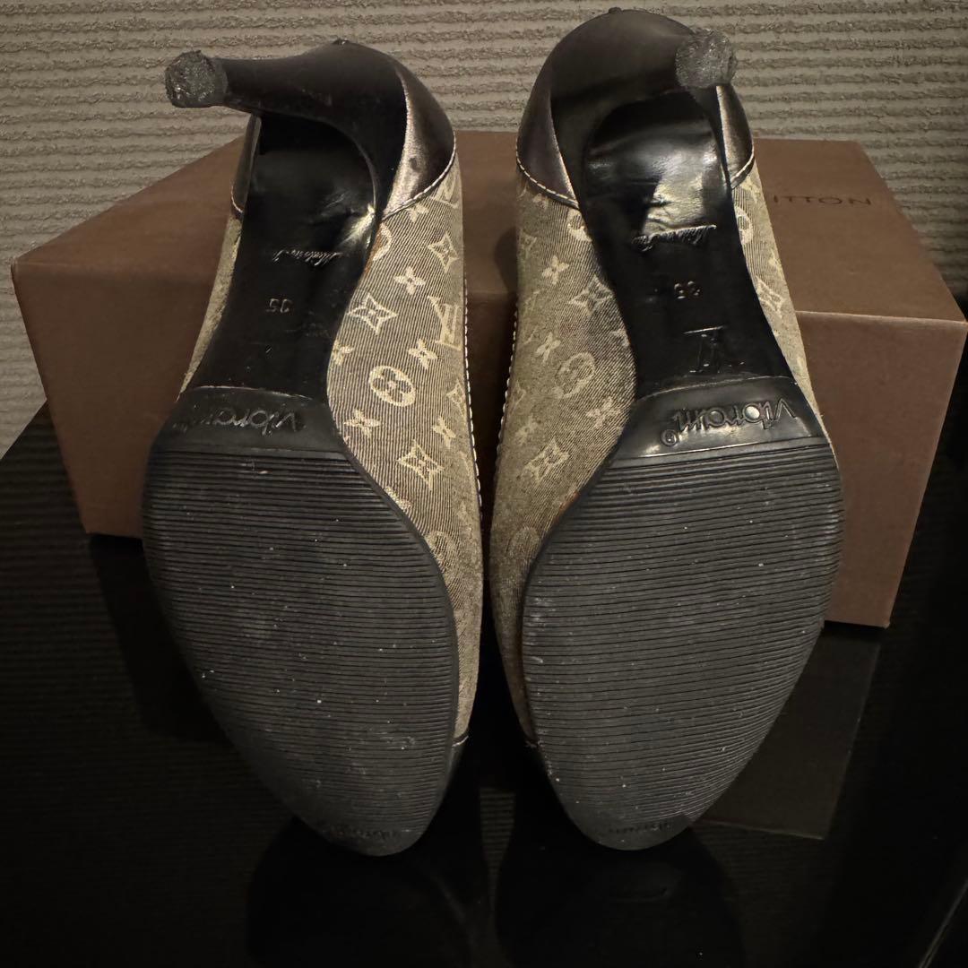 ルイヴィトン　LV　モノグラム　ミニ　キャンバス　パンプス　シルバー　35