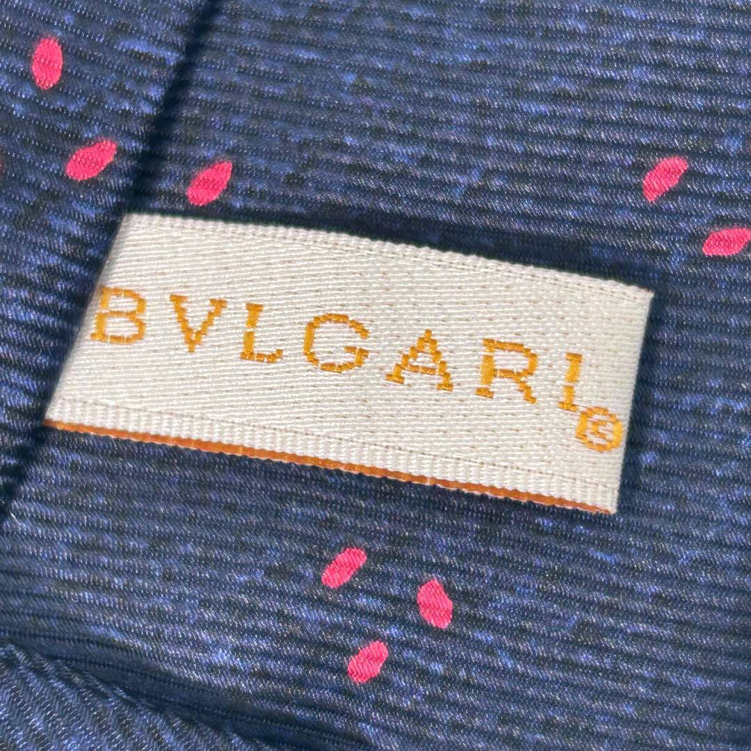 【超美品】BVLGARI ブルガリ 斑点柄 ドット柄 ネクタイ メンズ ネイビー