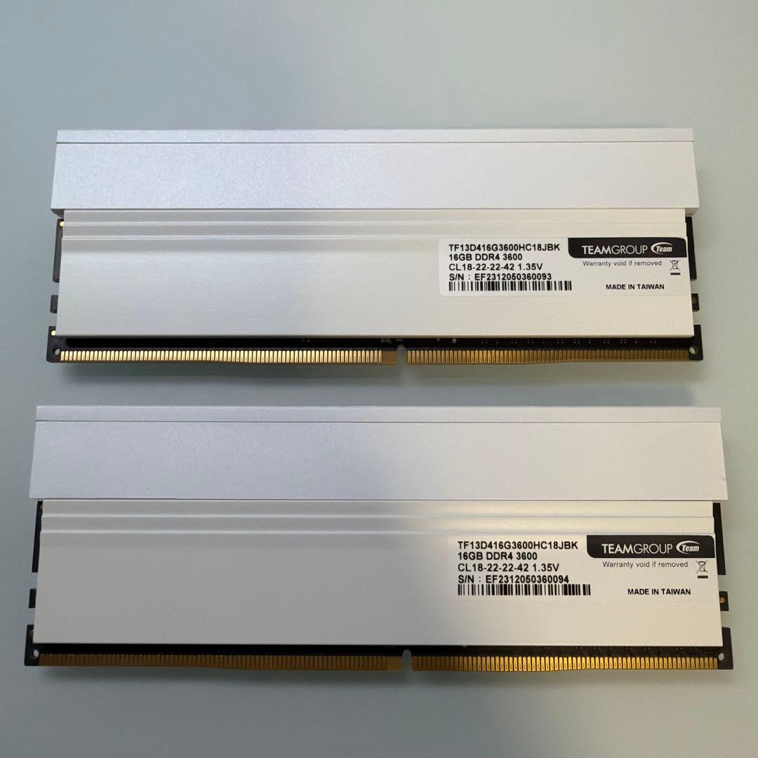 Team ARGB WHITE DDR4 3600Mhz 16GBx2枚