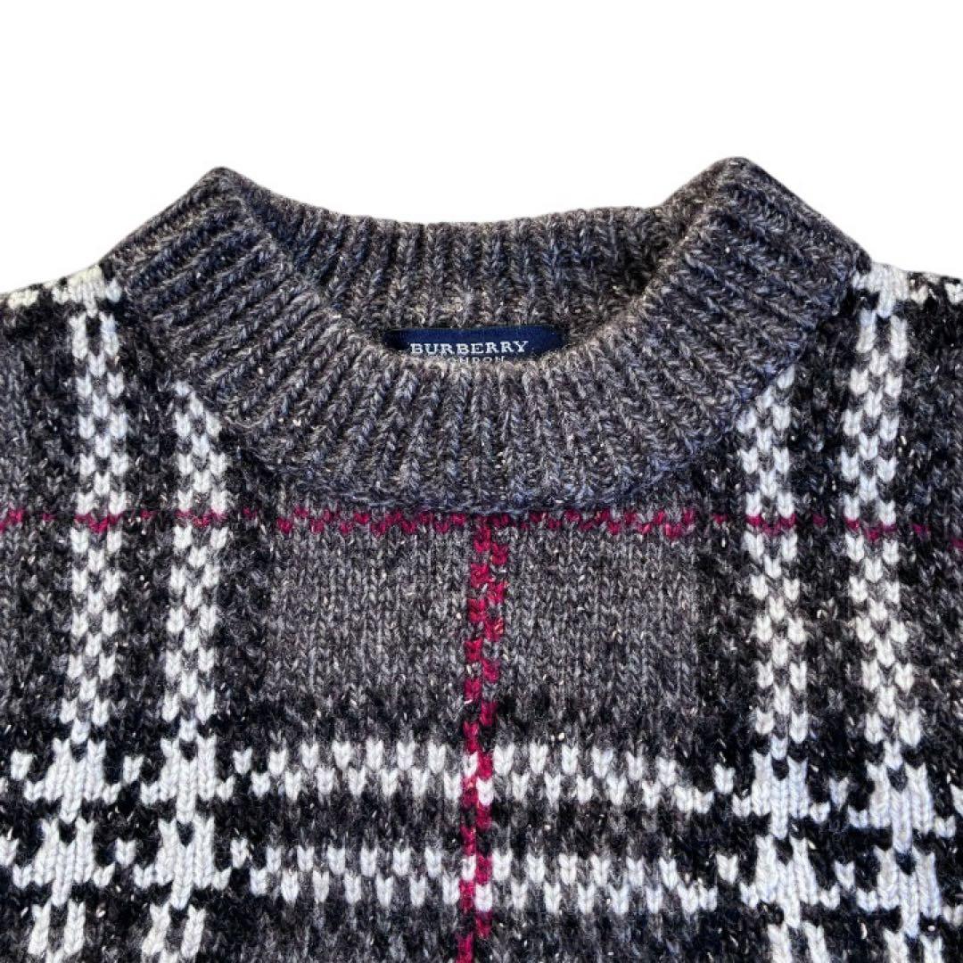 つば絢ひか様 新品級✨バーバリーロンドン ニットセーター ノバチェックメンズ羊毛