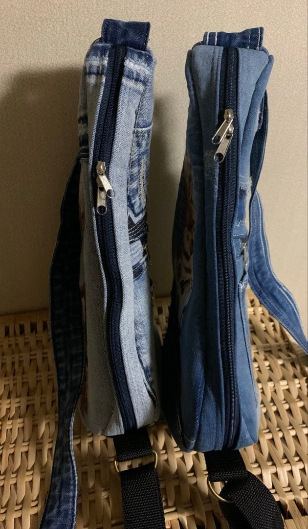 【キンザン号】しずく型ボディバッグ（小サイズ）×2(特注)デニムリメイク