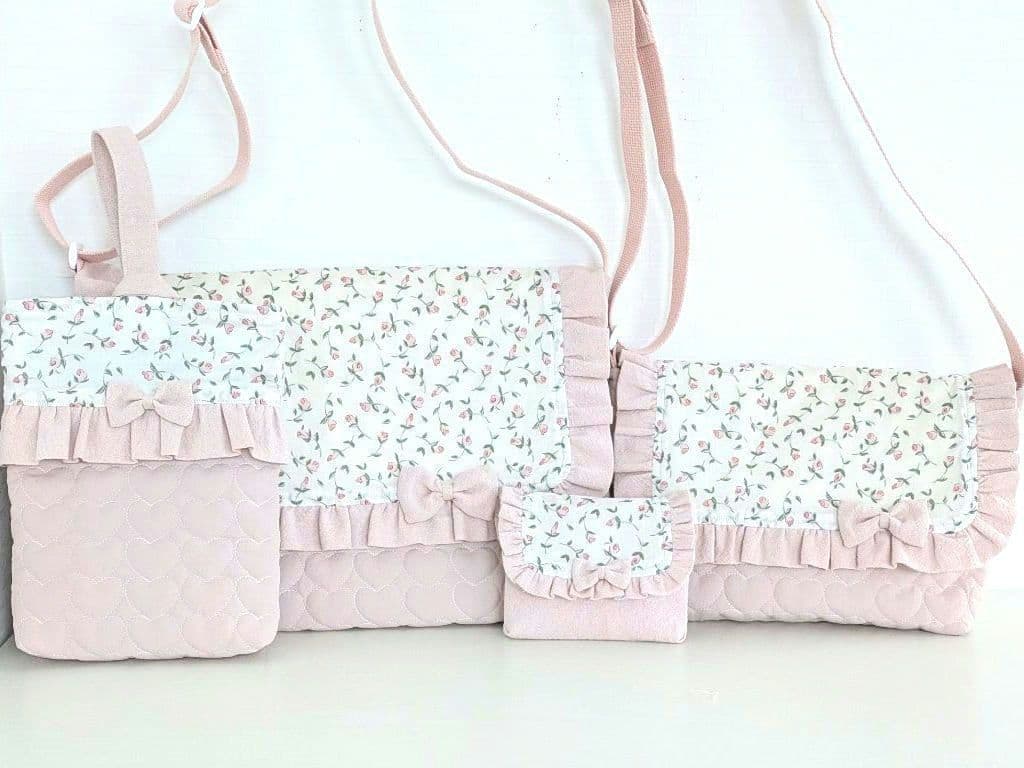 ハンドメイド入園入学セット図書袋ショルダーレッスンバック上靴袋ハートキルティング