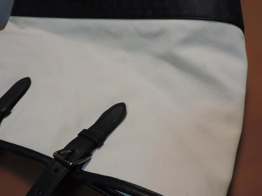 COACH/コーチ　メンズ　トートバッグ　キャンバス×レザー　白×紺　403K☆