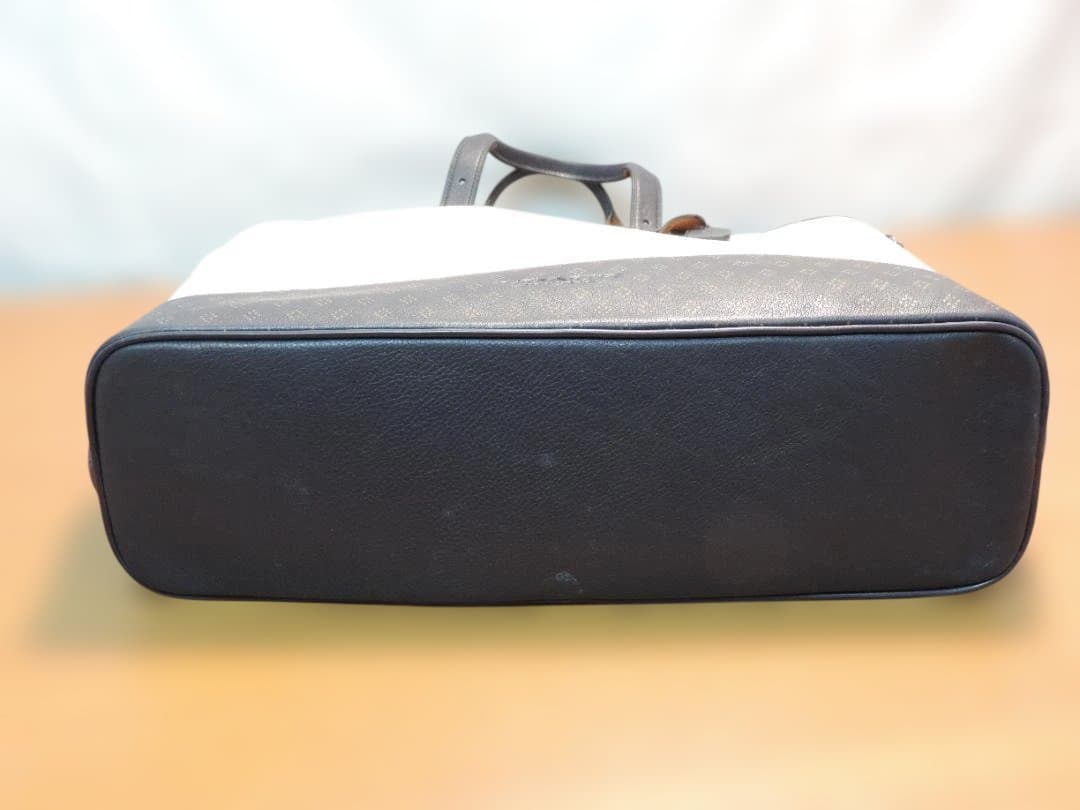 COACH/コーチ　メンズ　トートバッグ　キャンバス×レザー　白×紺　403K☆