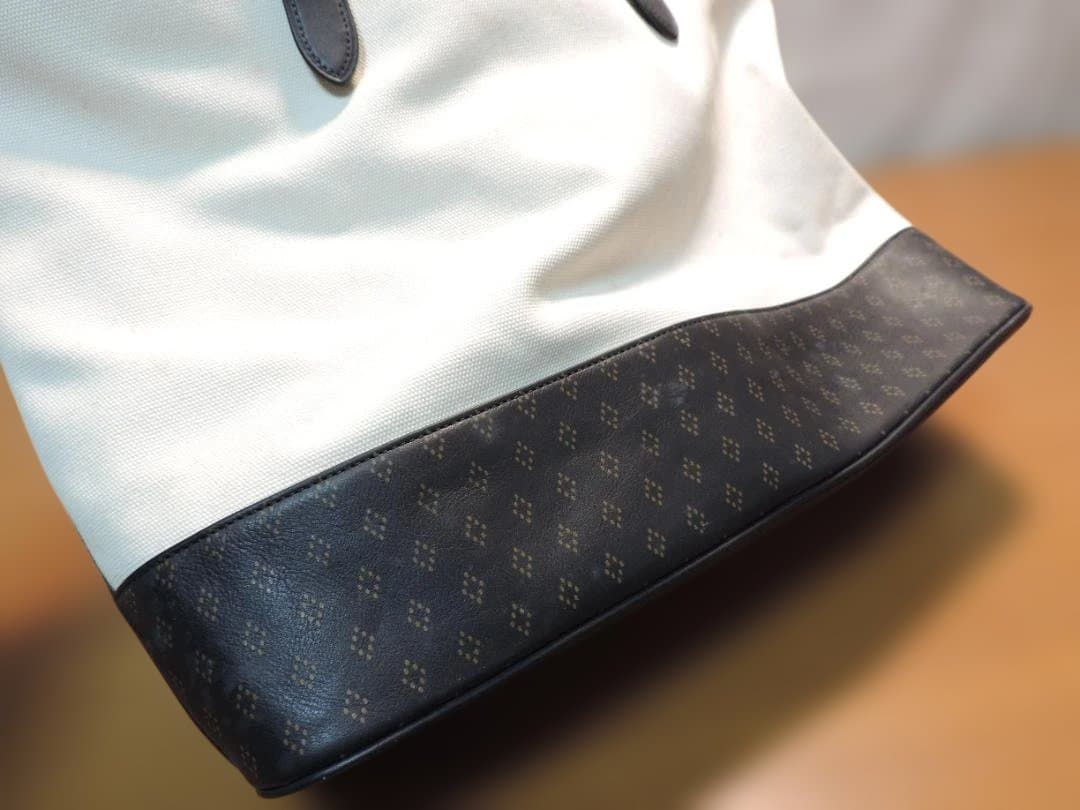 COACH/コーチ　メンズ　トートバッグ　キャンバス×レザー　白×紺　403K☆