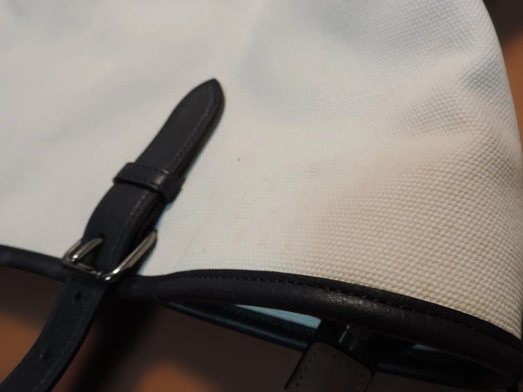 COACH/コーチ　メンズ　トートバッグ　キャンバス×レザー　白×紺　403K☆