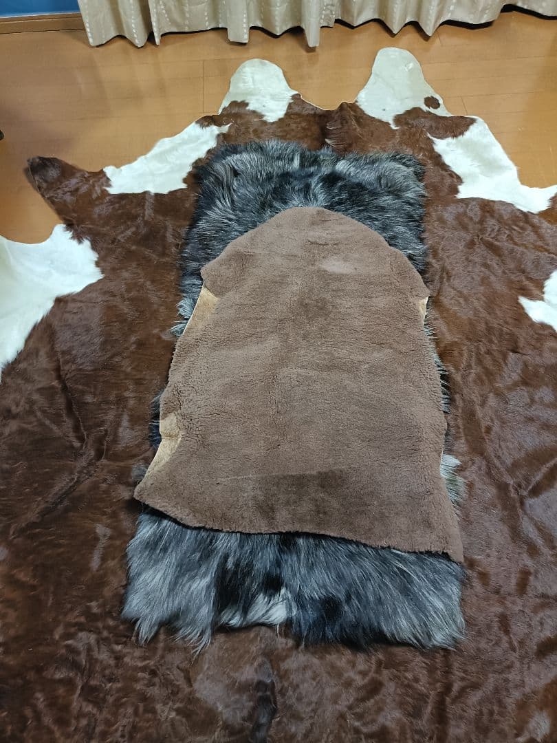 天然毛皮ラグ 5枚セット カウ ゴートスキン ムートン インテリア 北欧風