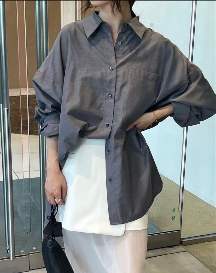 早い者勝ち！エトレトウキョウ 完売 ライトタンブラーオーバーサイズシャツ グレー