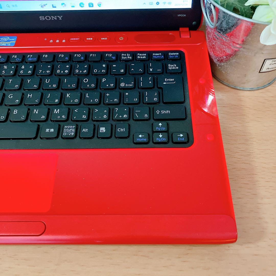 Windows11✨爆速SSD搭載☘️すぐ使えるカメラ付VAIO赤ノートパソコン