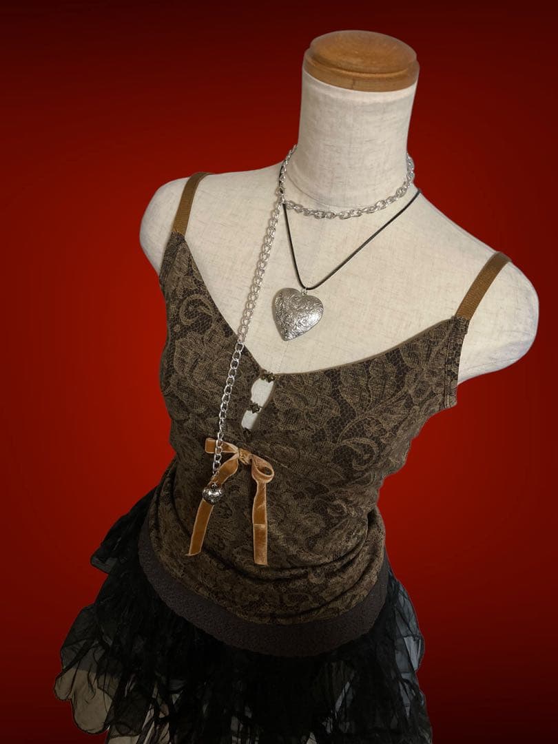 00sリボンレースゴシックキャミy2kフェアリーグランジバレエコア小悪魔ギャル