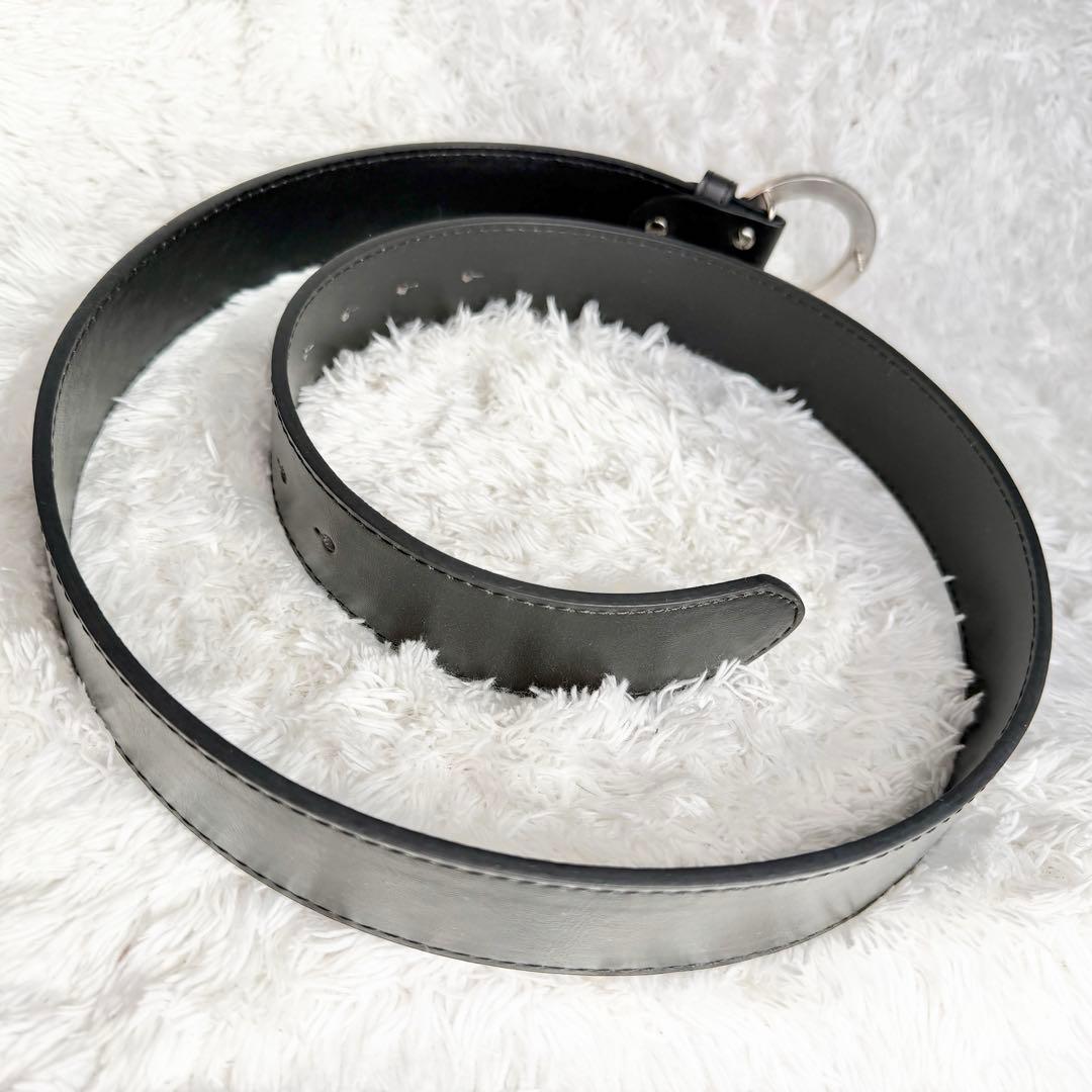 【美品】ブルガリ ベルト ロゴマニア サークルロゴ シルバー金具 ブラック
