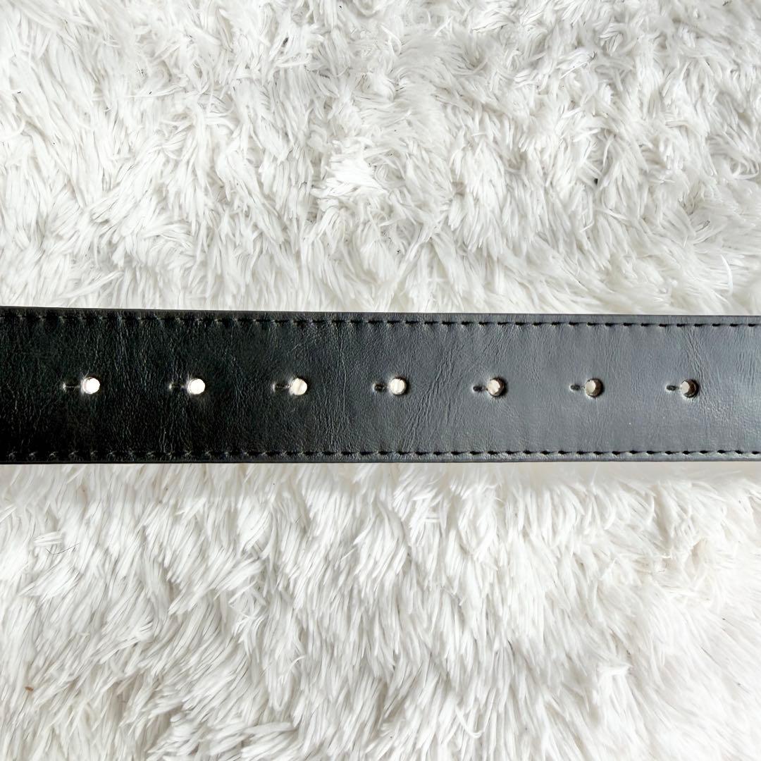 【美品】ブルガリ ベルト ロゴマニア サークルロゴ シルバー金具 ブラック