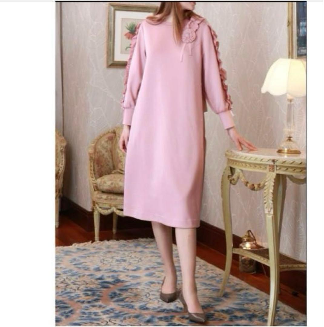 スーパービューティー♡ 袖フリルデザイン ダンボールニット×タフタワンピース