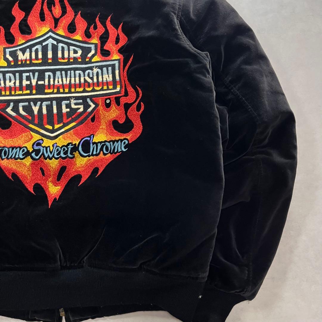 ◎HARLEY DAVIDSON 別珍 ベロア スカジャン 袖フレイム ハーレー