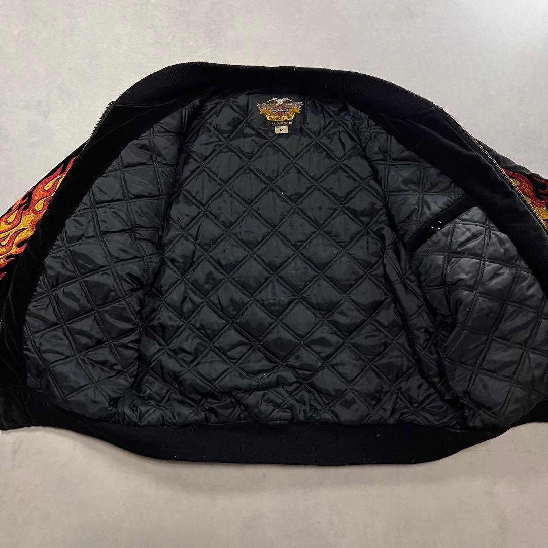 ◎HARLEY DAVIDSON 別珍 ベロア スカジャン 袖フレイム ハーレー