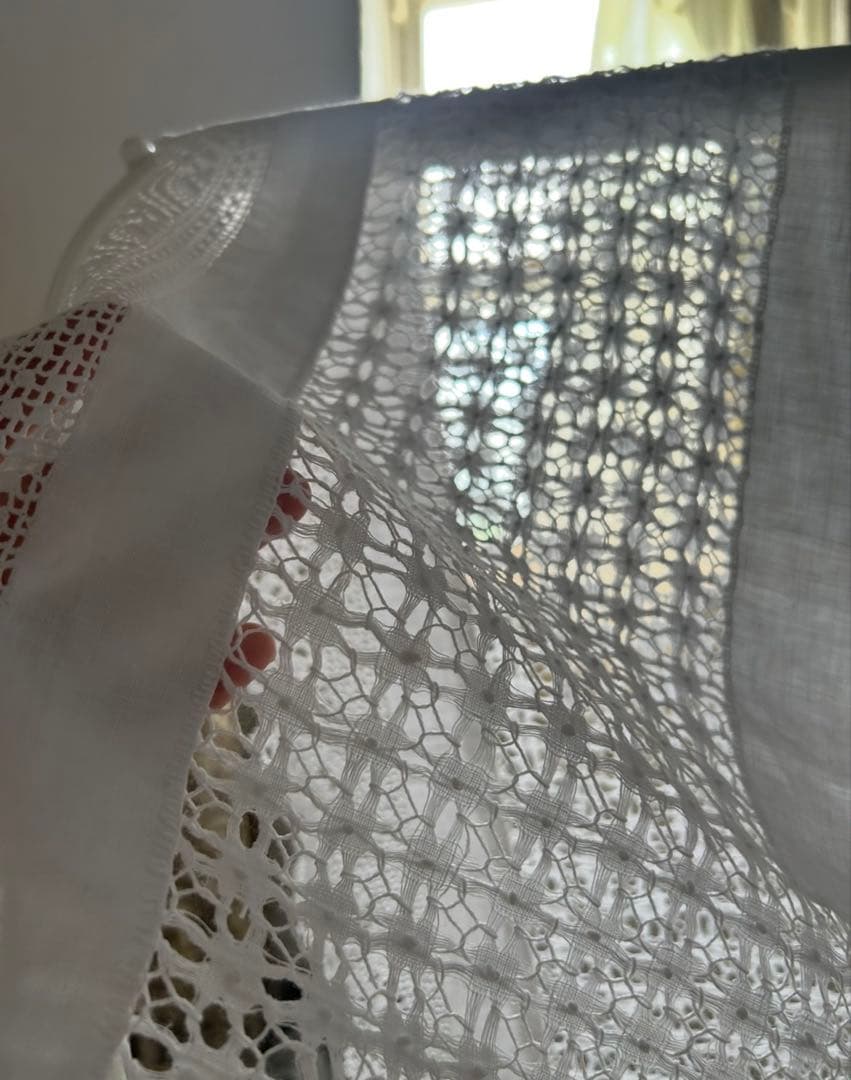 ヴィンテージ　刺繍レース　テーブルクロス　イギリス製