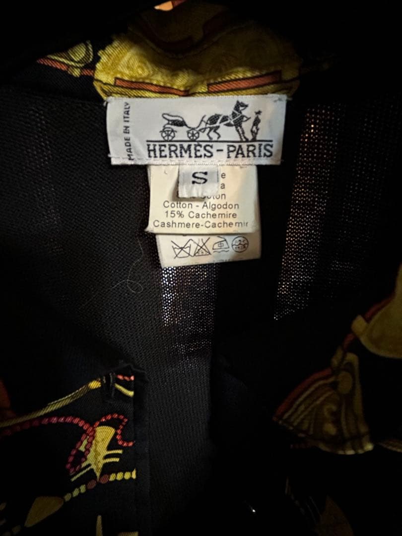 HERMES シルクスカーフシャツ 切替 ニット Sサイズ エルメス