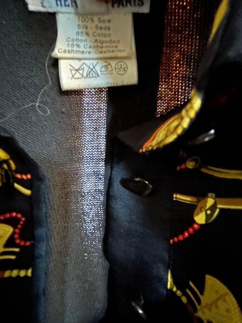 HERMES シルクスカーフシャツ 切替 ニット Sサイズ エルメス