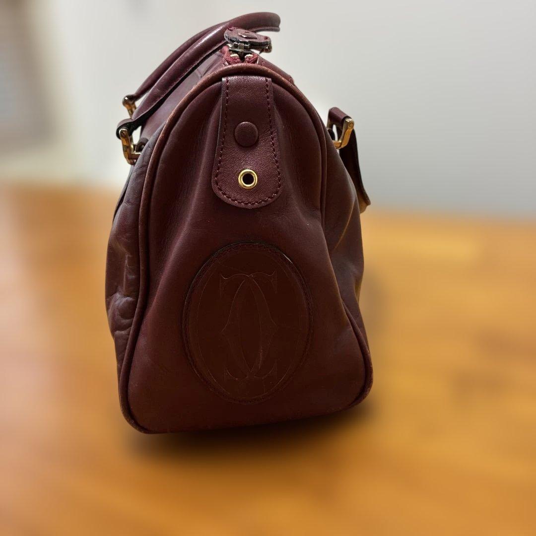 カルテェ　バーガンディレザー ボストンバッグ