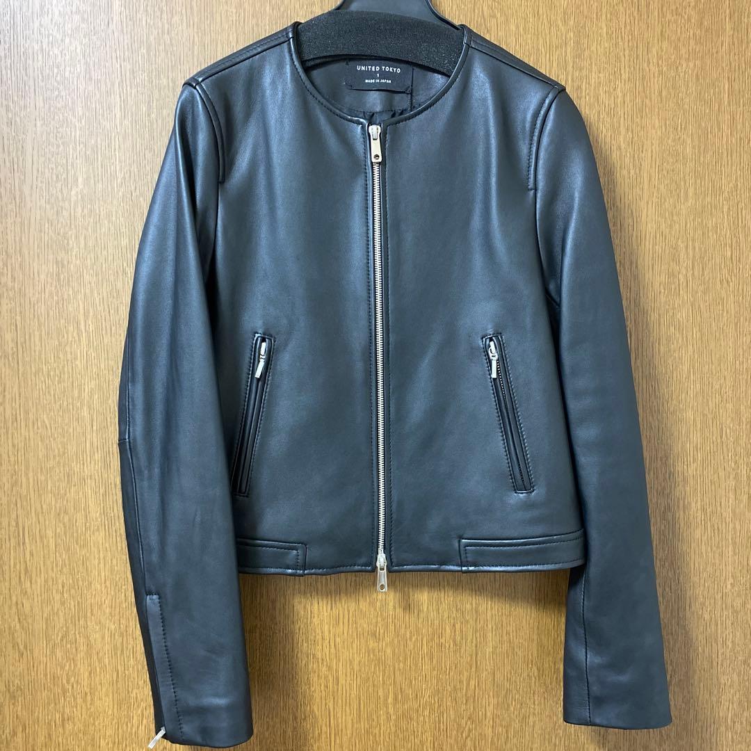 【新品未使用】UNITED TOKYO ノーカラー ライダース シープスキン