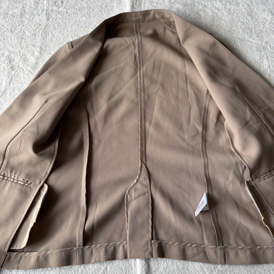 ✨️美品✨️ PLST プラステ スーツ ノーカラー ベージュ XS ストレッチ