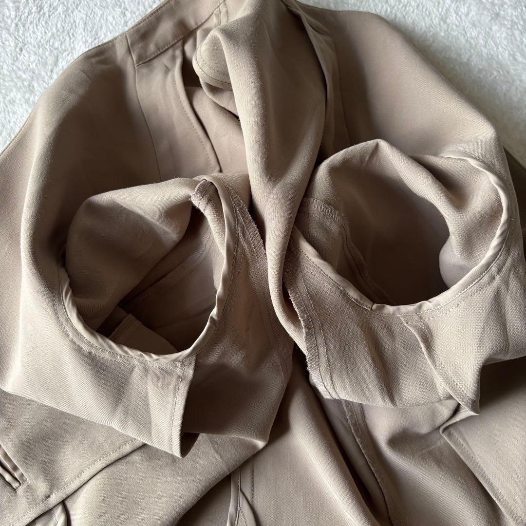 ✨️美品✨️ PLST プラステ スーツ ノーカラー ベージュ XS ストレッチ